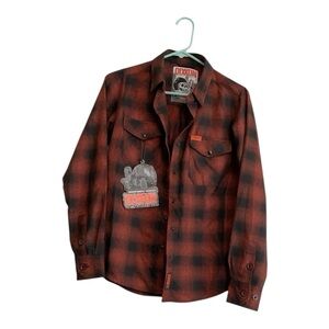 DIXXON Beer City Red and Black Plaid Button Down Shirt